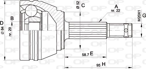 Open Parts CVJ5231.10 - Шарнирный комплект, ШРУС, приводной вал autospares.lv