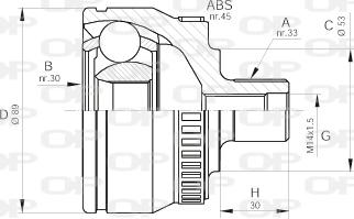 Open Parts CVJ5233.10 - Шарнирный комплект, ШРУС, приводной вал autospares.lv