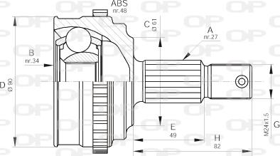 Open Parts CVJ5220.10 - Шарнирный комплект, ШРУС, приводной вал autospares.lv