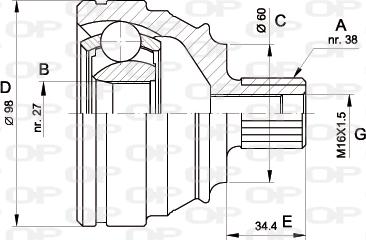 Open Parts CVJ5228.10 - Шарнирный комплект, ШРУС, приводной вал autospares.lv