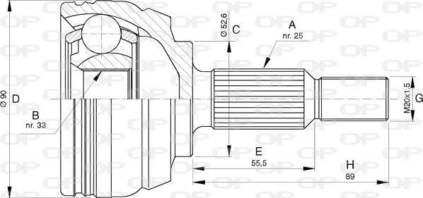 Open Parts CVJ5749.10 - Шарнирный комплект, ШРУС, приводной вал autospares.lv