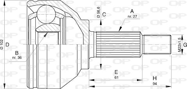 Open Parts CVJ5740.10 - Шарнирный комплект, ШРУС, приводной вал autospares.lv