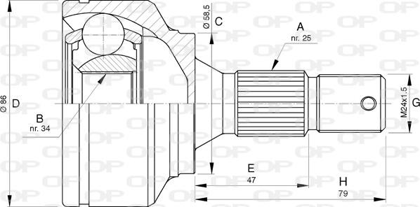 Open Parts CVJ5741.10 - Шарнирный комплект, ШРУС, приводной вал autospares.lv