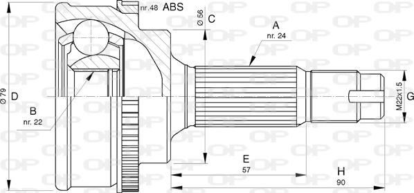 Open Parts CVJ5759.10 - Шарнирный комплект, ШРУС, приводной вал autospares.lv