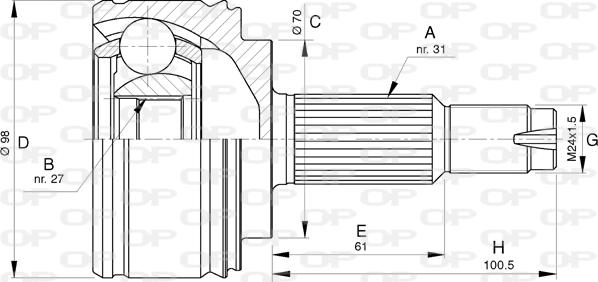 Open Parts CVJ5769.10 - Шарнирный комплект, ШРУС, приводной вал autospares.lv