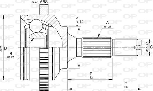 Open Parts CVJ5764.10 - Шарнирный комплект, ШРУС, приводной вал autospares.lv