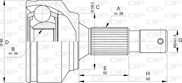 Open Parts CVJ5767.10 - Шарнирный комплект, ШРУС, приводной вал autospares.lv