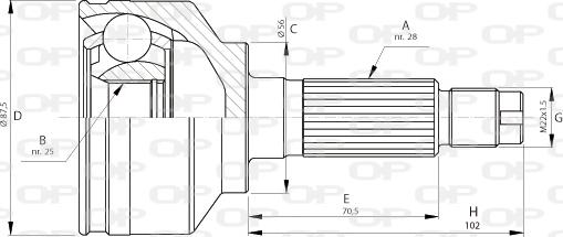 Open Parts CVJ5714.10 - Шарнирный комплект, ШРУС, приводной вал autospares.lv