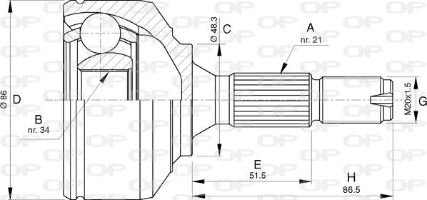 Open Parts CVJ5780.10 - Шарнирный комплект, ШРУС, приводной вал autospares.lv