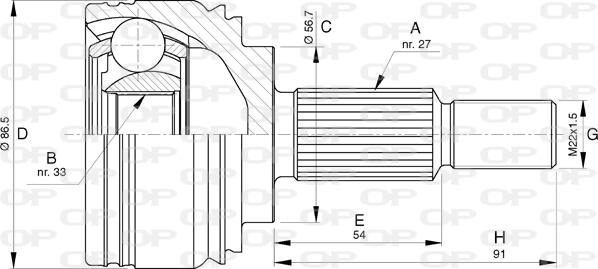 Open Parts CVJ5783.10 - Шарнирный комплект, ШРУС, приводной вал autospares.lv