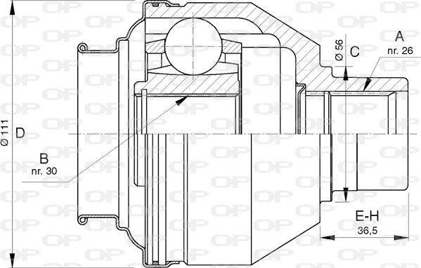 Open Parts CVJ5733.20 - Шарнирный комплект, ШРУС, приводной вал autospares.lv