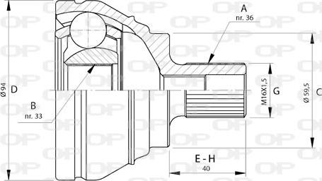 Open Parts CVJ5722.10 - Шарнирный комплект, ШРУС, приводной вал autospares.lv