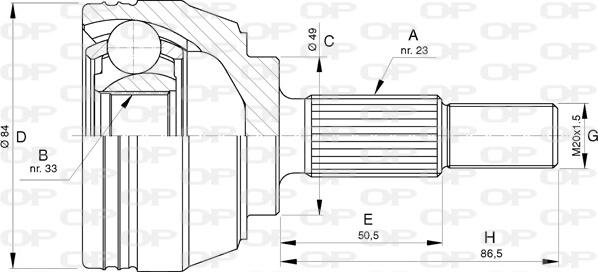 Open Parts CVJ5727.10 - Шарнирный комплект, ШРУС, приводной вал autospares.lv