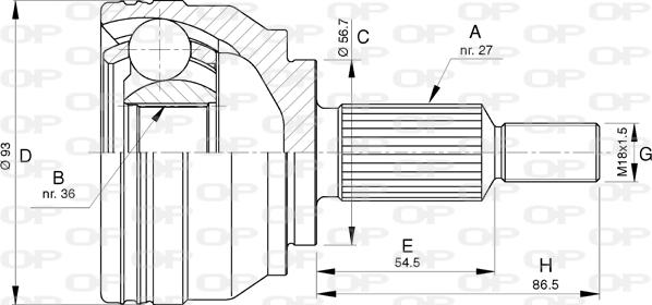 Open Parts CVJ5779.10 - Шарнирный комплект, ШРУС, приводной вал autospares.lv