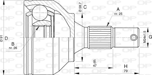 Open Parts CVJ5775.10 - Шарнирный комплект, ШРУС, приводной вал autospares.lv