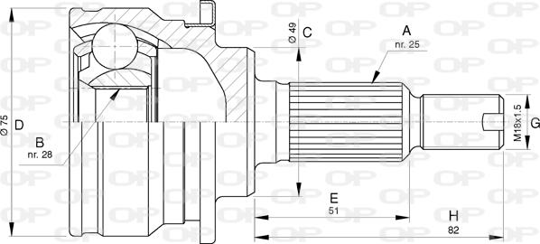 Open Parts CVJ5770.10 - Шарнирный комплект, ШРУС, приводной вал autospares.lv