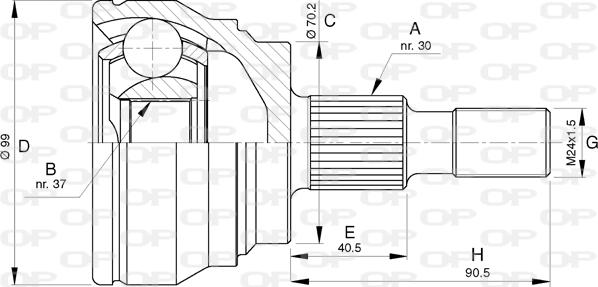 Open Parts CVJ5773.10 - Шарнирный комплект, ШРУС, приводной вал autospares.lv