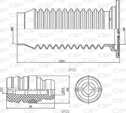 Open Parts DCK5043.04 - Пылезащитный комплект, амортизатор autospares.lv