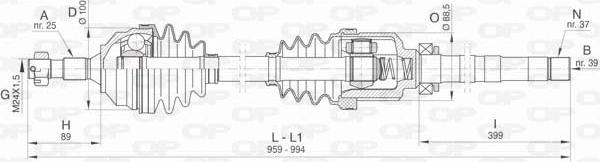 Open Parts DRS6453.00 - Приводной вал autospares.lv