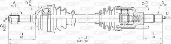 Open Parts DRS6460.00 - Приводной вал autospares.lv