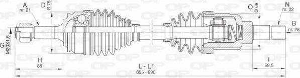 Open Parts DRS6462.00 - Приводной вал autospares.lv