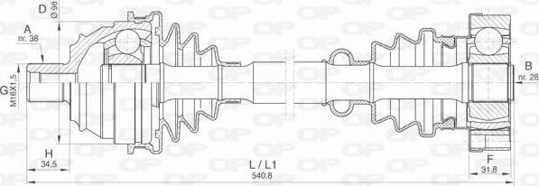 Open Parts DRS6424.00 - Приводной вал autospares.lv