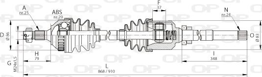 Open Parts DRS6045.00 - Приводной вал autospares.lv