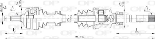 Open Parts DRS6051.00 - Приводной вал autospares.lv