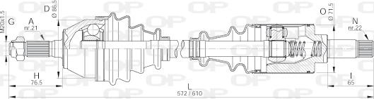 Open Parts DRS6006.00 - Приводной вал autospares.lv