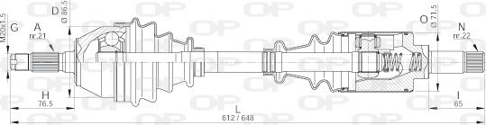 Open Parts DRS6018.00 - Приводной вал autospares.lv