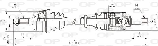 Open Parts DRS6084.00 - Приводной вал autospares.lv