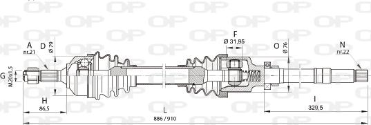 Open Parts DRS6154.00 - Приводной вал autospares.lv