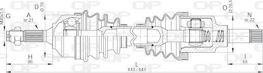 Open Parts DRS6155.00 - Приводной вал autospares.lv