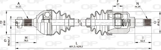 Open Parts DRS6165.00 - Приводной вал autospares.lv