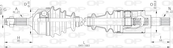 Open Parts DRS6160.00 - Приводной вал autospares.lv