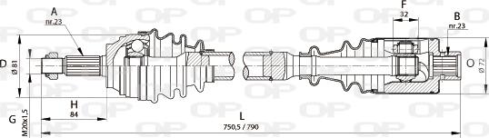 Open Parts DRS6113.00 - Приводной вал autospares.lv