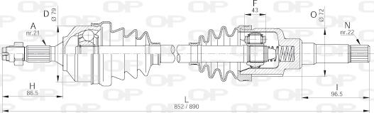 Open Parts DRS6182.00 - Приводной вал autospares.lv