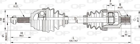 Open Parts DRS6134.00 - Приводной вал autospares.lv