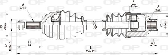 Open Parts DRS6136.00 - Приводной вал autospares.lv