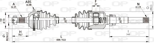 Open Parts DRS6130.00 - Приводной вал autospares.lv