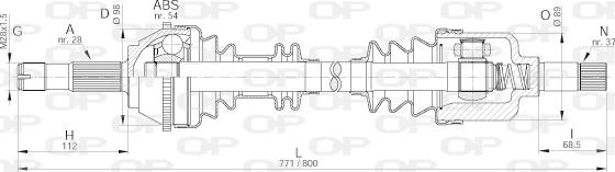 Open Parts DRS6137.00 - Приводной вал autospares.lv