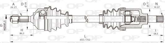 Open Parts DRS6367.00 - Приводной вал autospares.lv