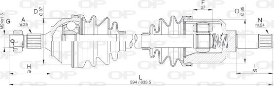 Open Parts DRS6305.00 - Приводной вал autospares.lv