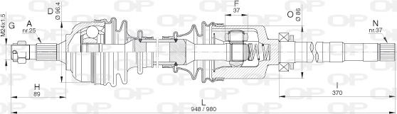 Open Parts DRS6316.00 - Приводной вал autospares.lv