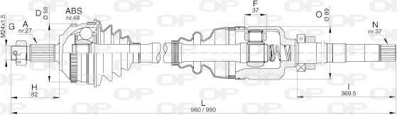 Open Parts DRS6312.00 - Приводной вал autospares.lv