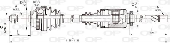 Open Parts DRS6332.00 - Приводной вал autospares.lv