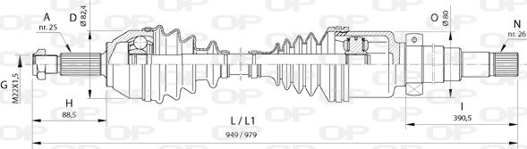 Open Parts DRS6373.00 - Приводной вал autospares.lv