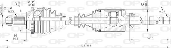 Open Parts DRS6244.00 - Приводной вал autospares.lv