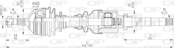 Open Parts DRS6246.00 - Приводной вал autospares.lv