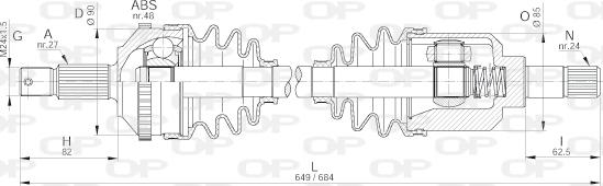 Open Parts DRS6243.00 - Приводной вал autospares.lv